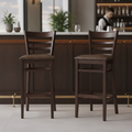Beech Bar Stools with Vintage Faux Leather Upholstery 1090mm for Hospitality Venues (Pack of 2)