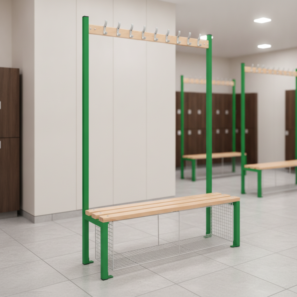 Powder Coated Steel Single-Sided Island Seating for Changing Rooms