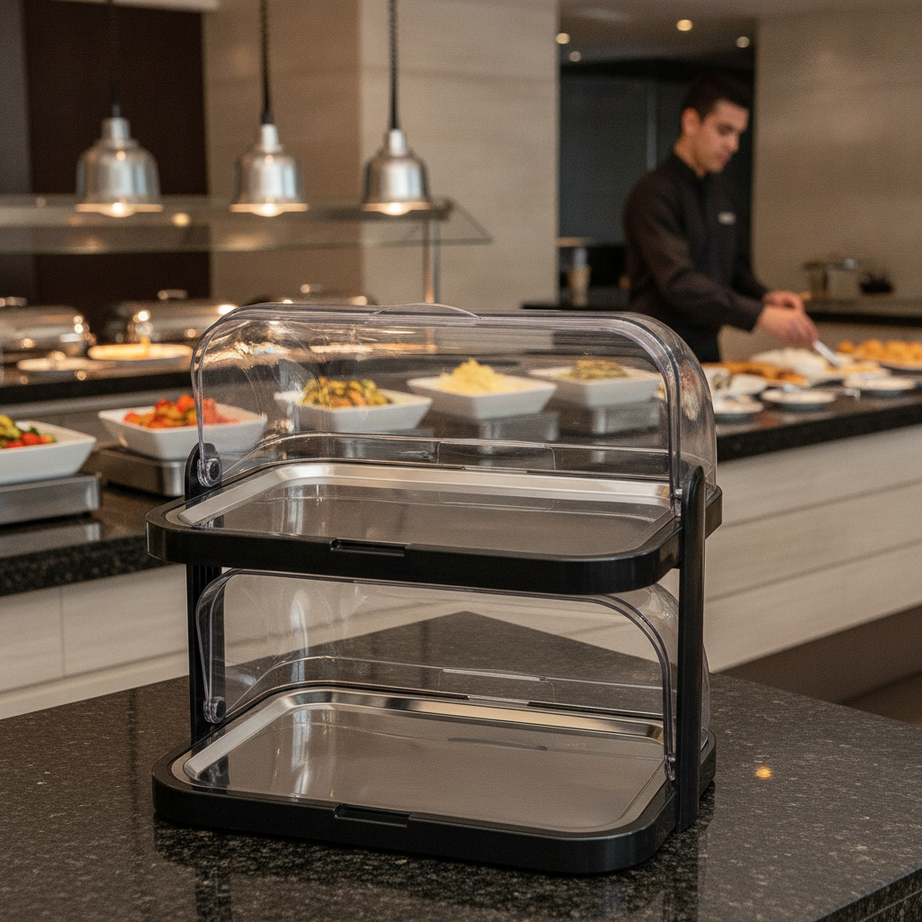 Stainless Steel Double Deck Cool Display Tray 440mm for Buffets