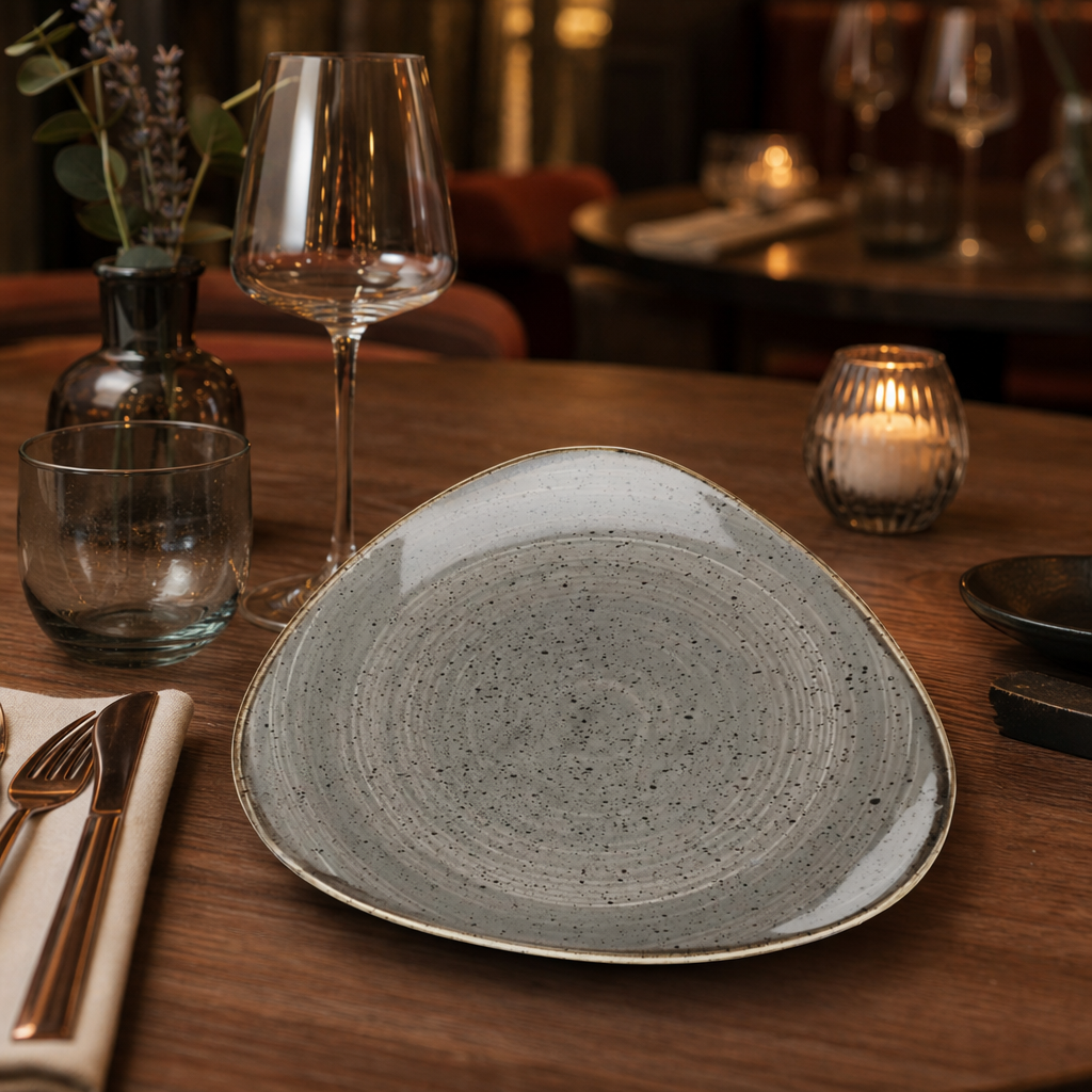 Plates Grey Ceramic for Casual or Special Occasion Dining (Pack of 12)