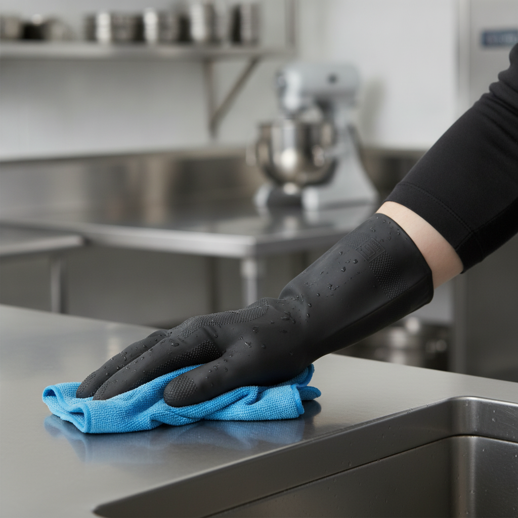 Neoprene and Latex Cleaning Gloves for Safe Maintenance