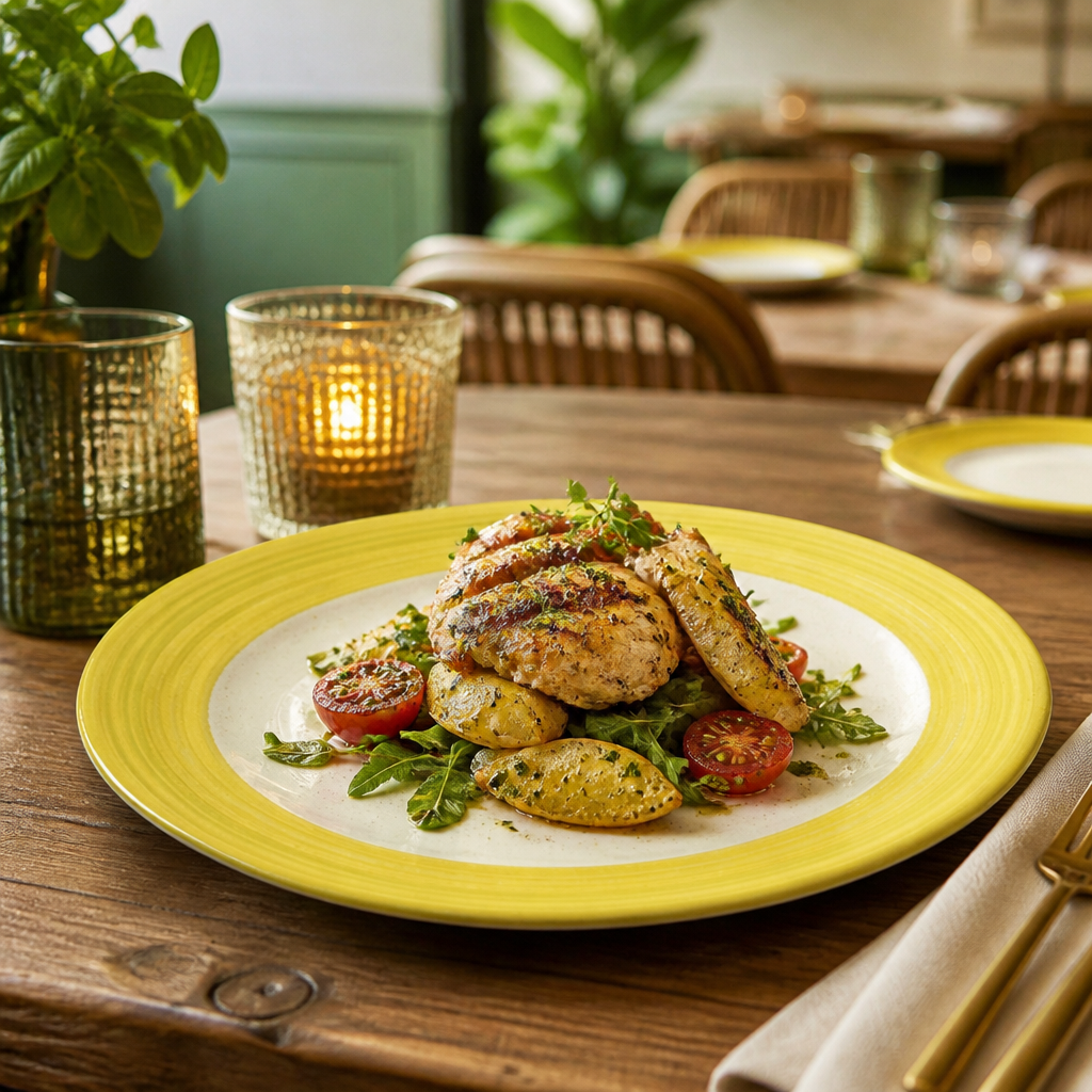 Slimline Plates 230mm Yellow Porcelain for Cafés & Restaurants (Pack of 24)