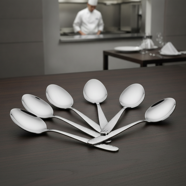 18/10 Stainless Steel Hammered Medium Serving Spoon, pack of 6
