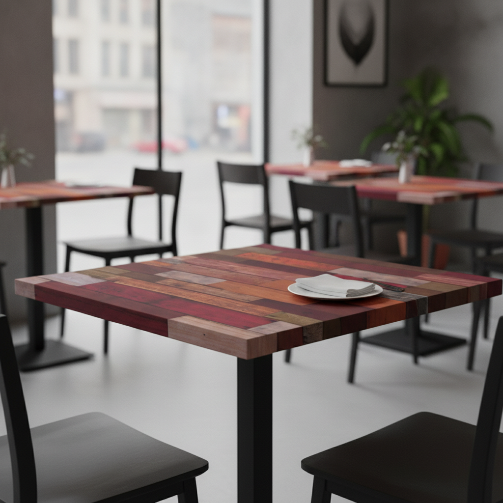High Density Woodchip Square Table Top Red for Catering Venues (600mm)