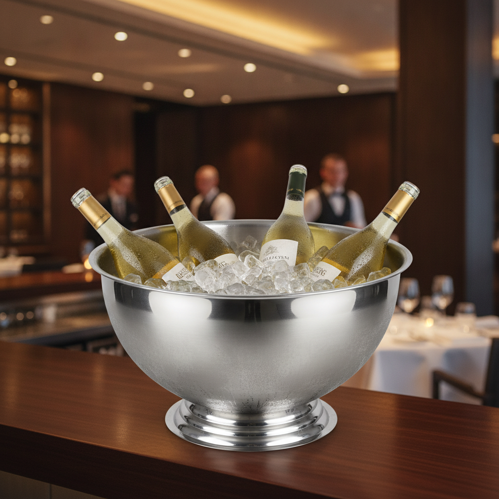 Polished Stainless Steel Wine & Champagne Bowl 12L for Entertaining