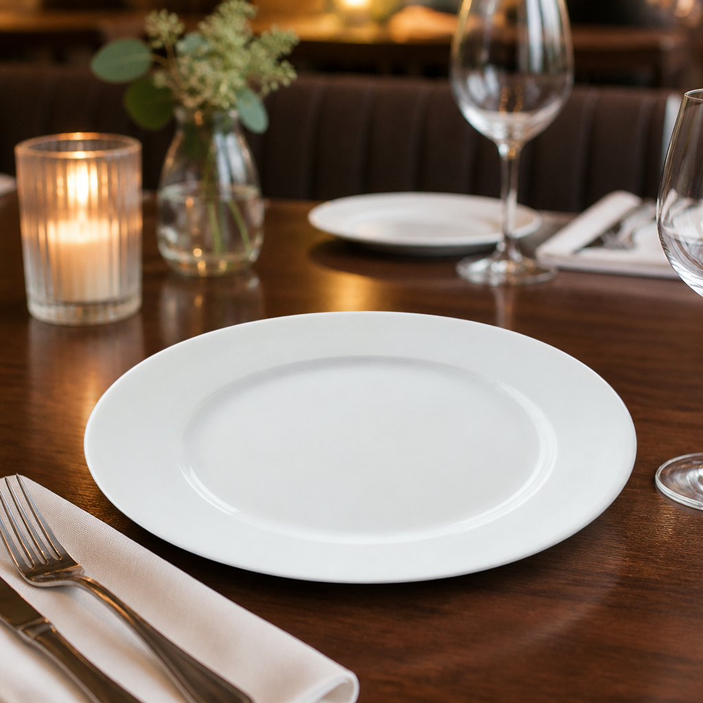 Wide Rimmed Plates 202mm Porcelain for Elegant Dining (Pack of 12)