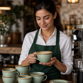Cappuccino Cups Moss 340ml Green Porcelain for Cafés (Pack of 6)