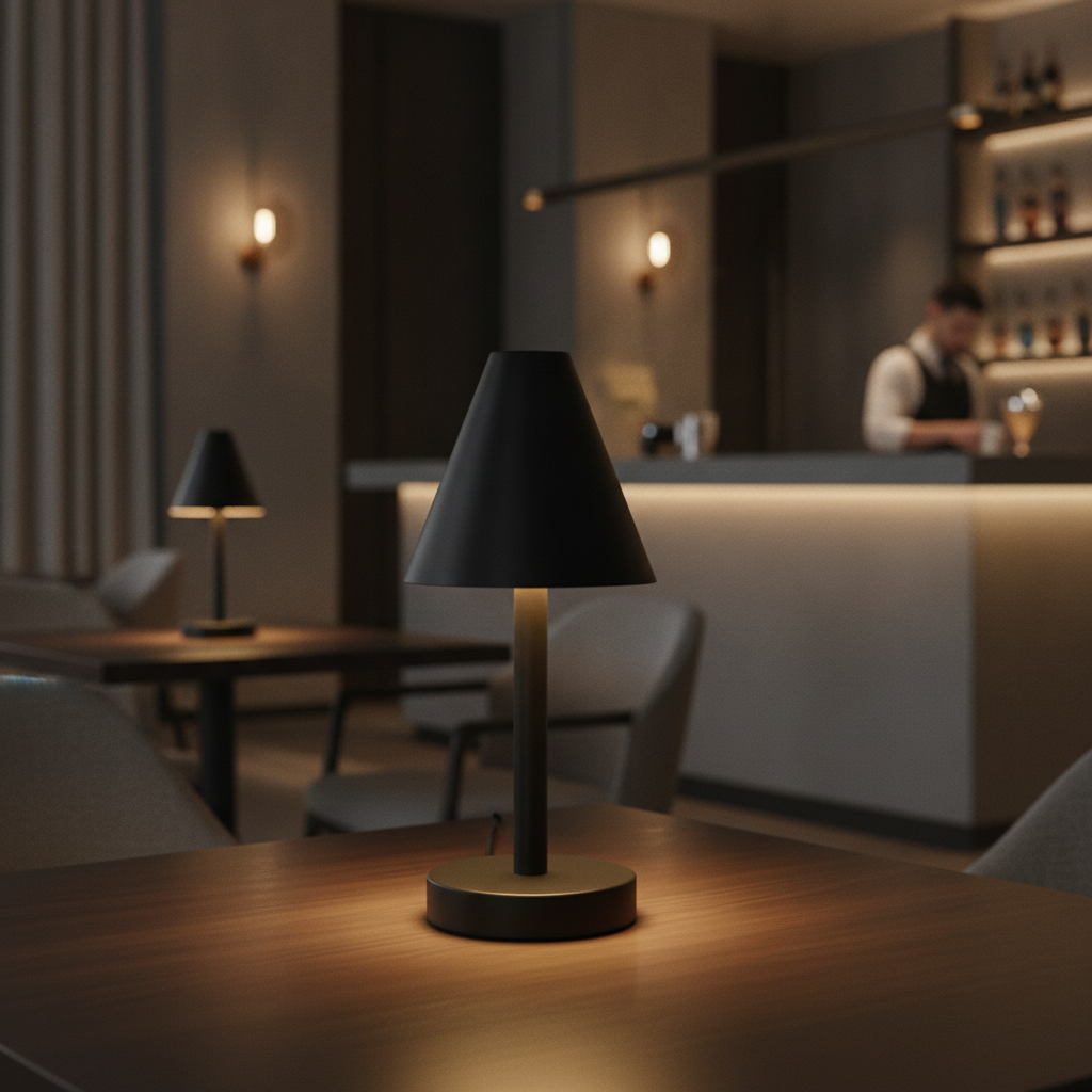 Metal Black Table Lamp with USB-C Charging 137mm for Home & Office