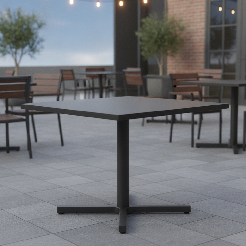 Matte Black Square Outdoor Table Top 700x700mm for Restaurants & Cafés