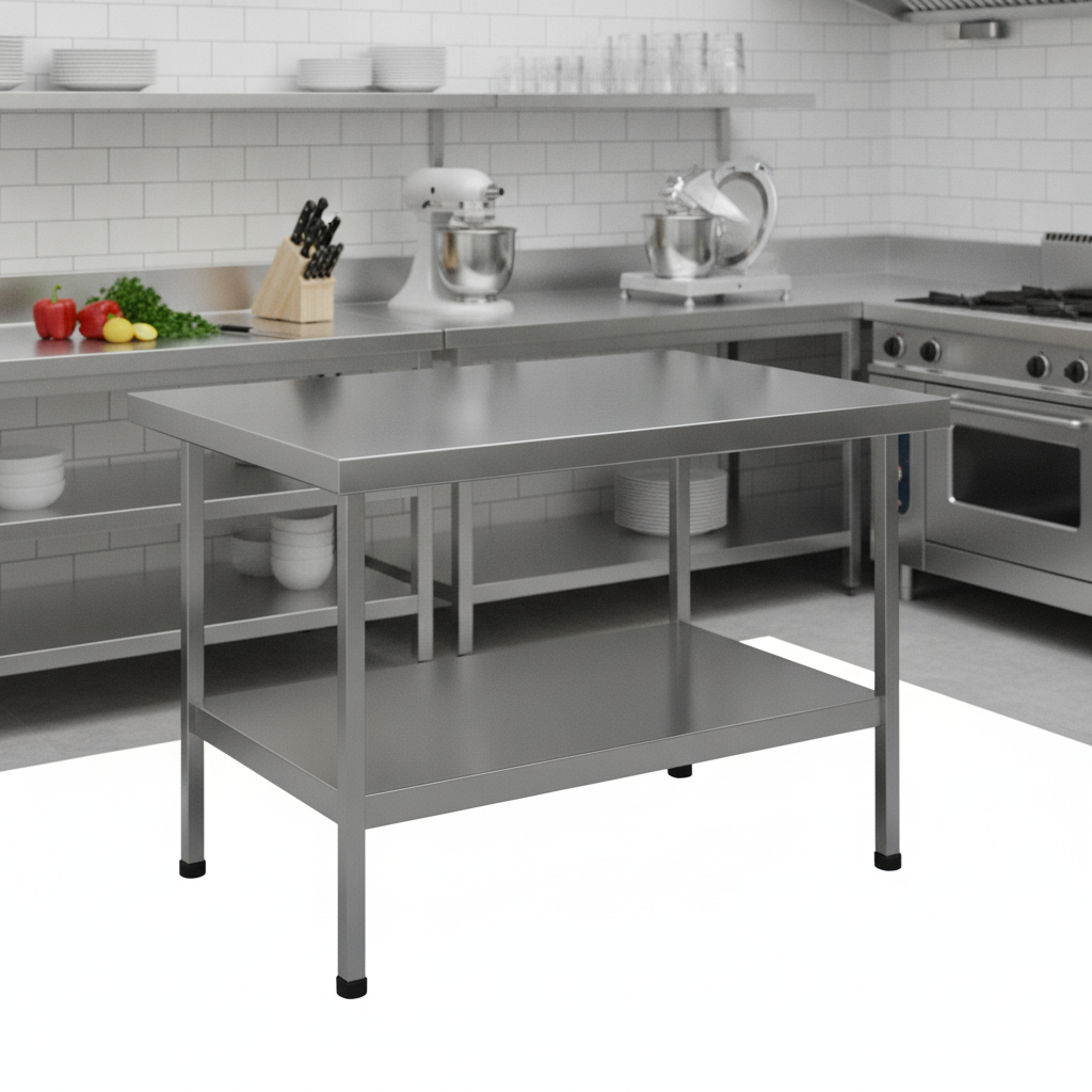304 Stainless Steel Centre Table 900mm for Food Preparation