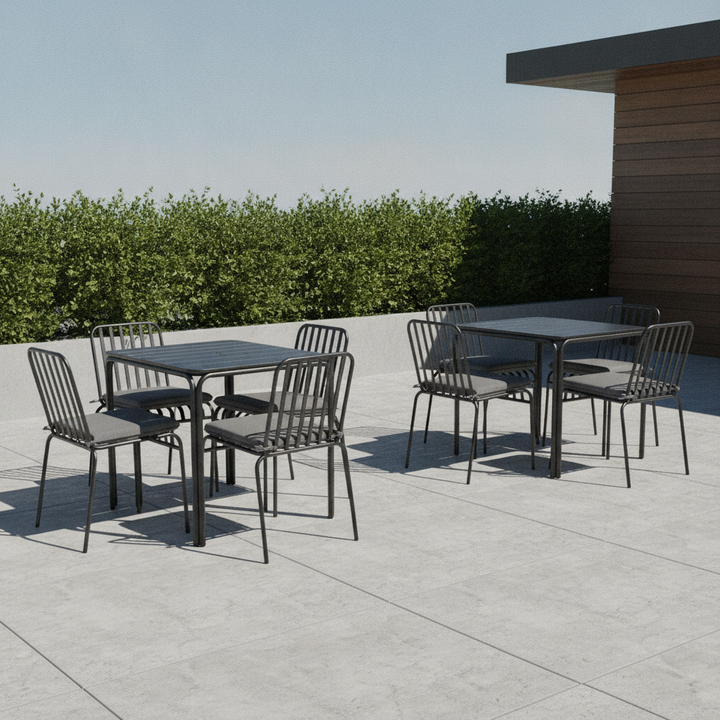 Rust-Resistant Steel Outdoor Dining Set with Cushions 750mm for Patios (Pack of 2)