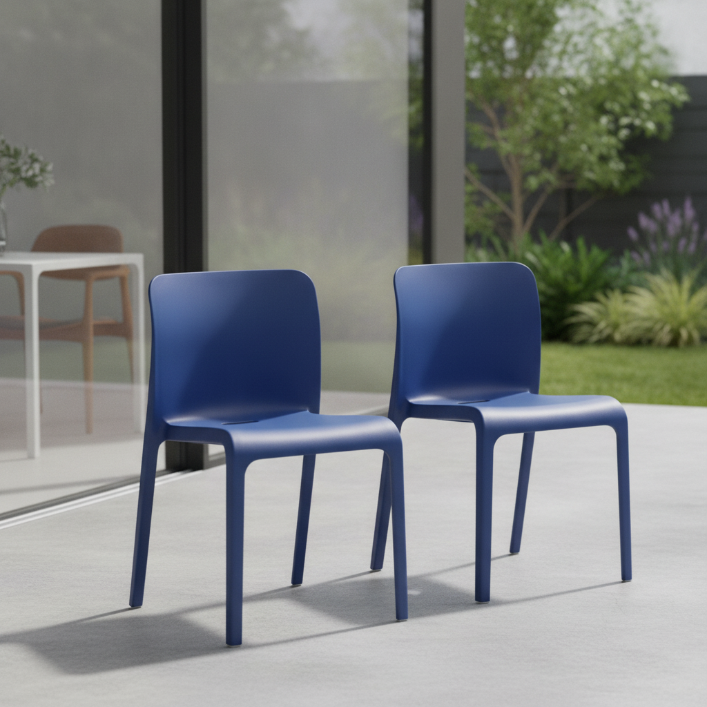 Polypropylene Marine Blue POP Chairs 780x480mm for Indoor & Outdoor Use (Pack of 2)