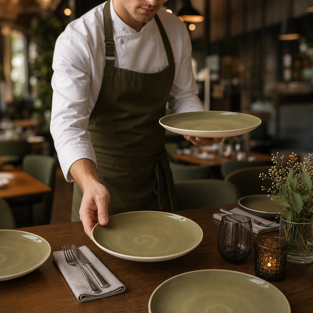 Alumina Coupe Plates Olive 252.5mm Vitrified Ceramic for Casual Dining (Pack of 12)