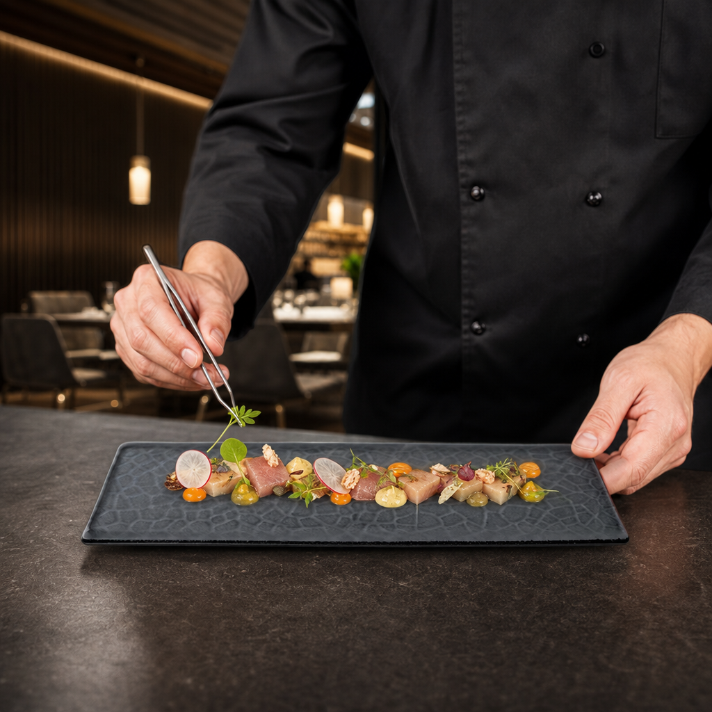Embossed Tasting Tray 250x90mm Glass for Food Presentation (Pack of 6)