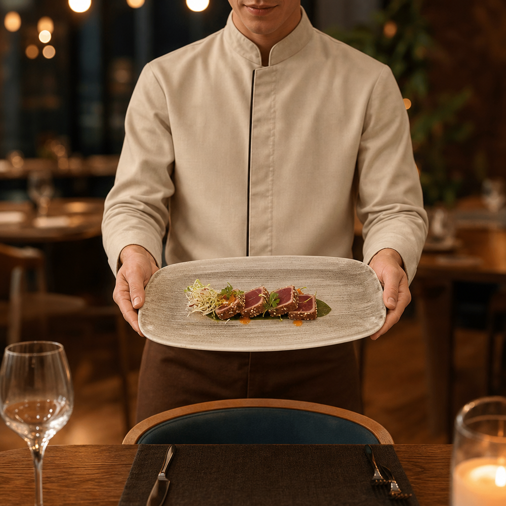 Rectangular Plates 355mm Porcelain for Elegant Dining (Pack of 6)