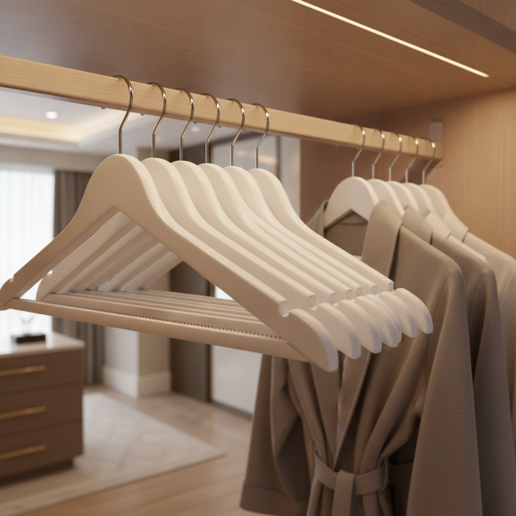 Betula Wood White Wooden Hangers for Hotels & B&Bs (Pack of 10)