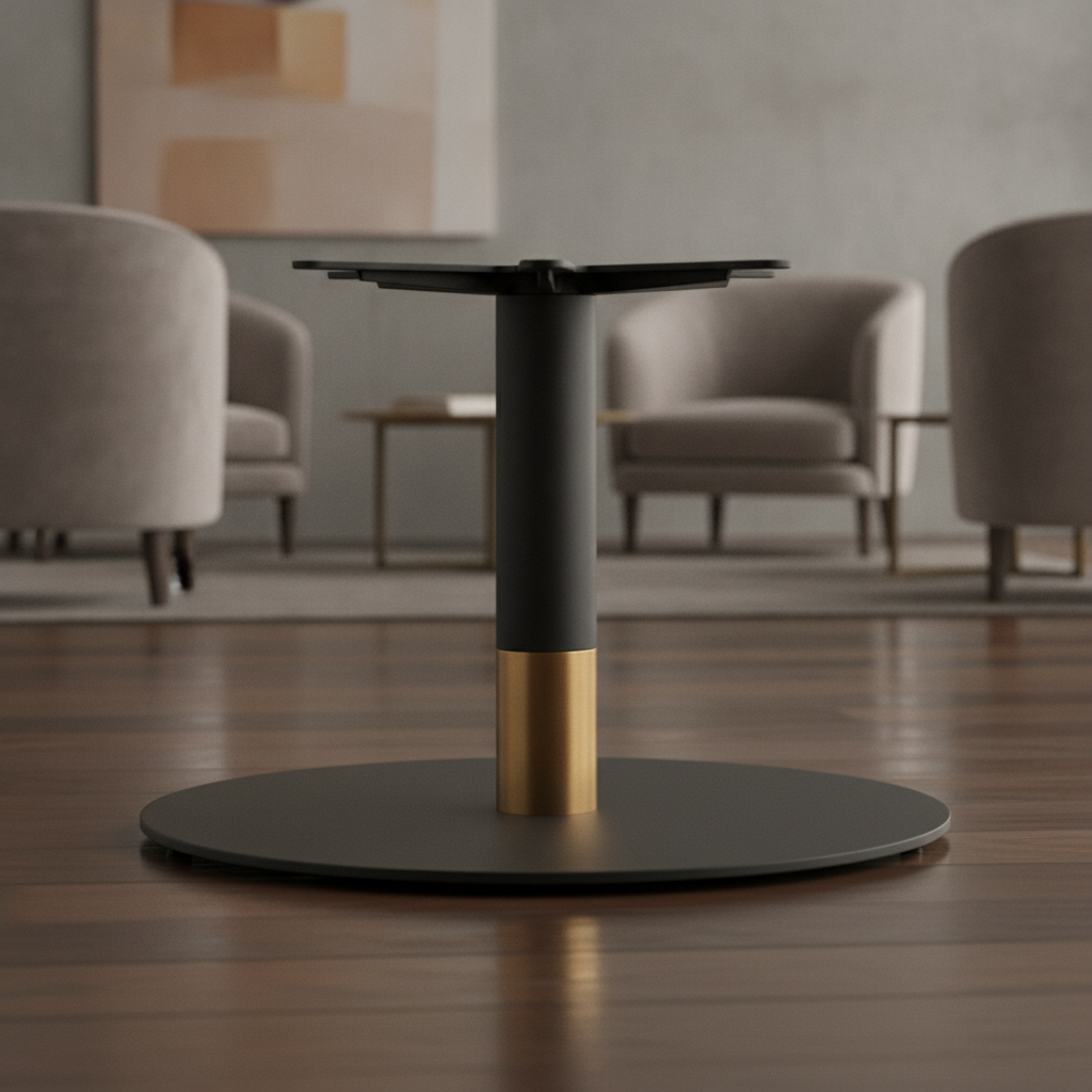 Steel Round Coffee Table Base with Gold Collar 600mm for Indoor Use