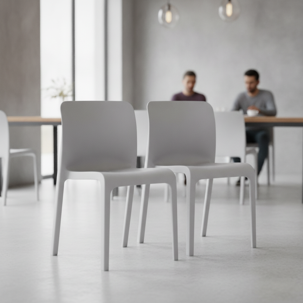 Polypropylene Signal Grey POP Chairs 780x480mm for Indoor & Outdoor Use (Pack of 2)