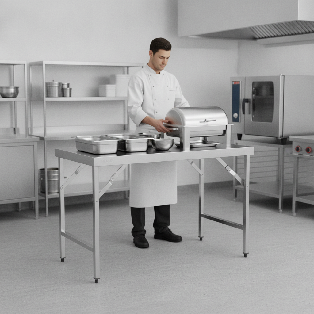 Stainless Steel Folding Table 1200x600mm for Catering & Events