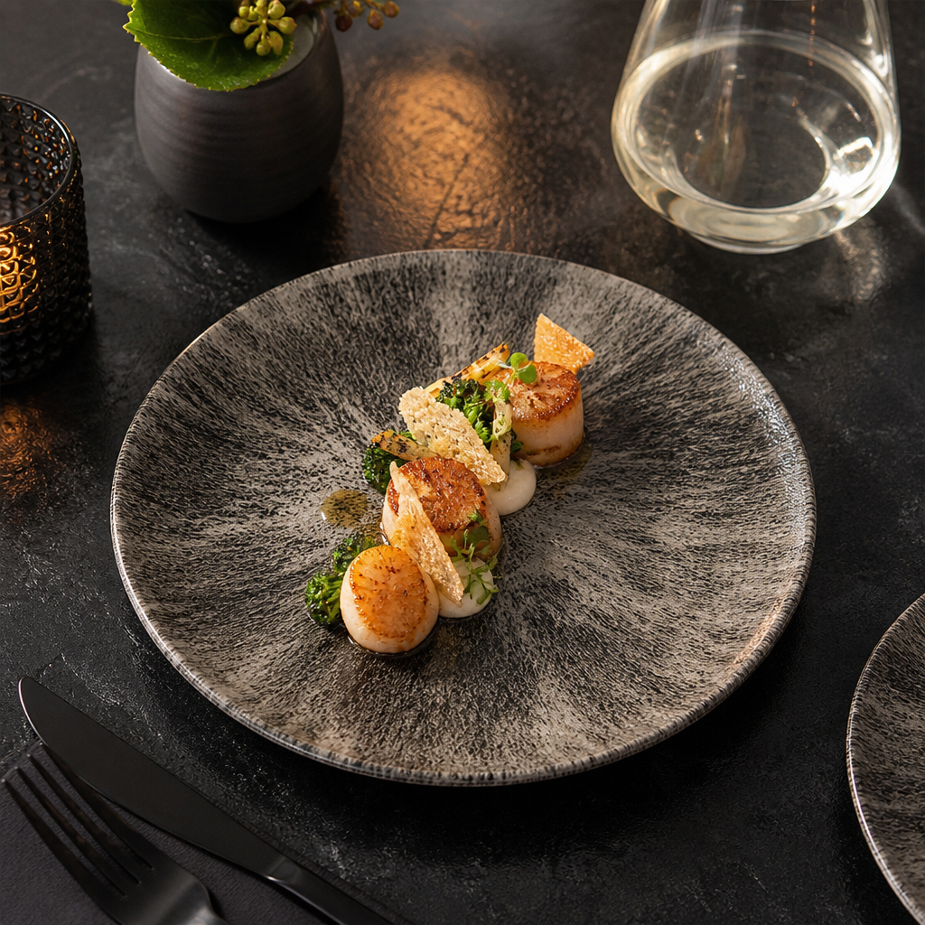Plates 177mm Black Vitrified Ceramic for Dining Experiences (Pack of 12)