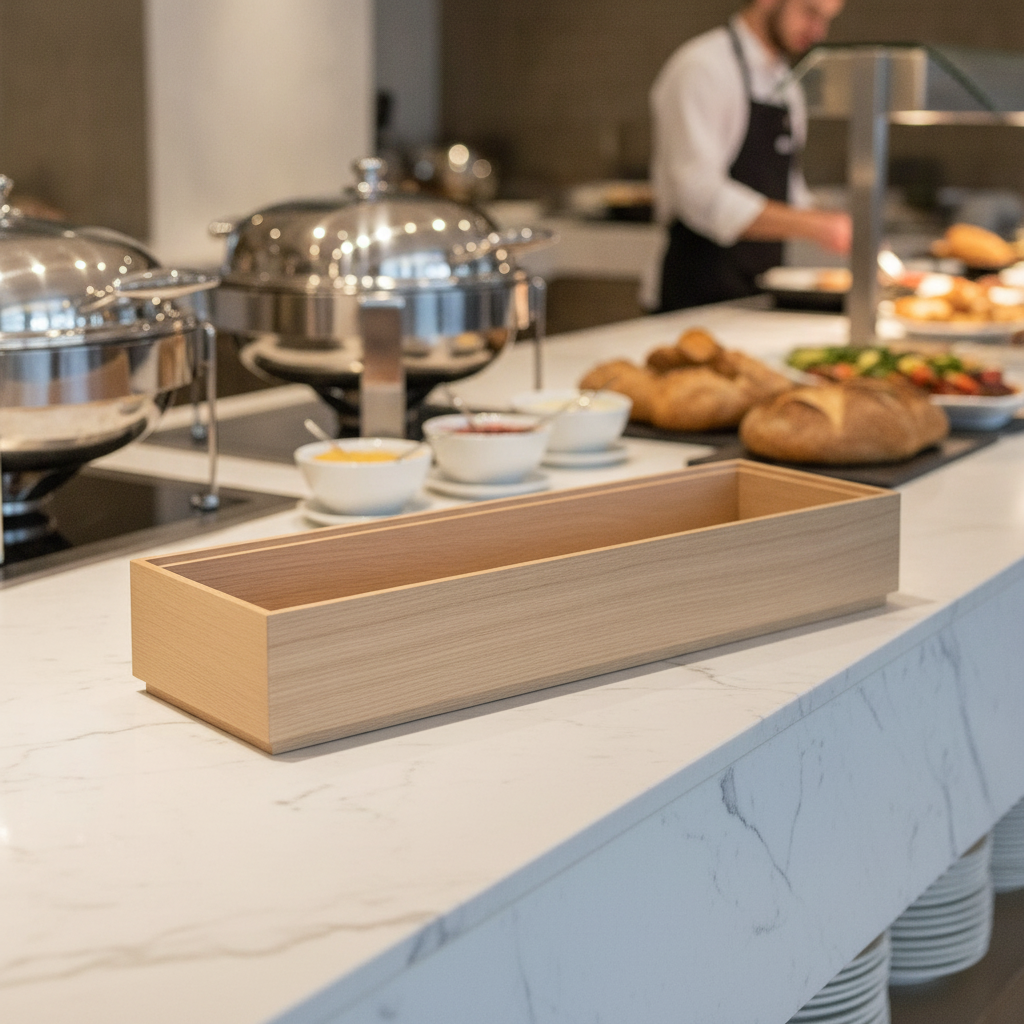Oak Wood GN 2/4 Wooden Box for Buffet Stations