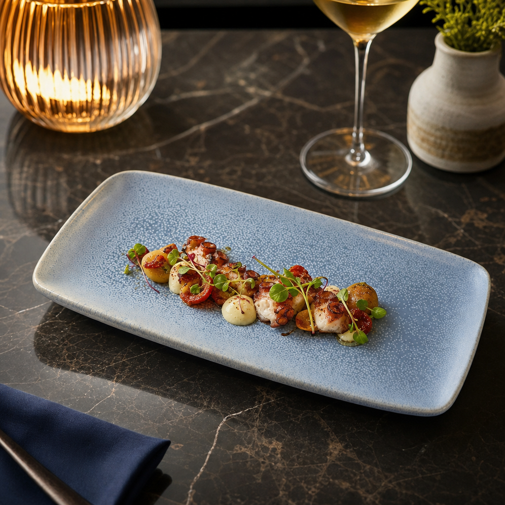 Vibrant Rectangular Platters 272mm Blue Vitrified Stoneware for Stylish Table Settings (Pack of 6)