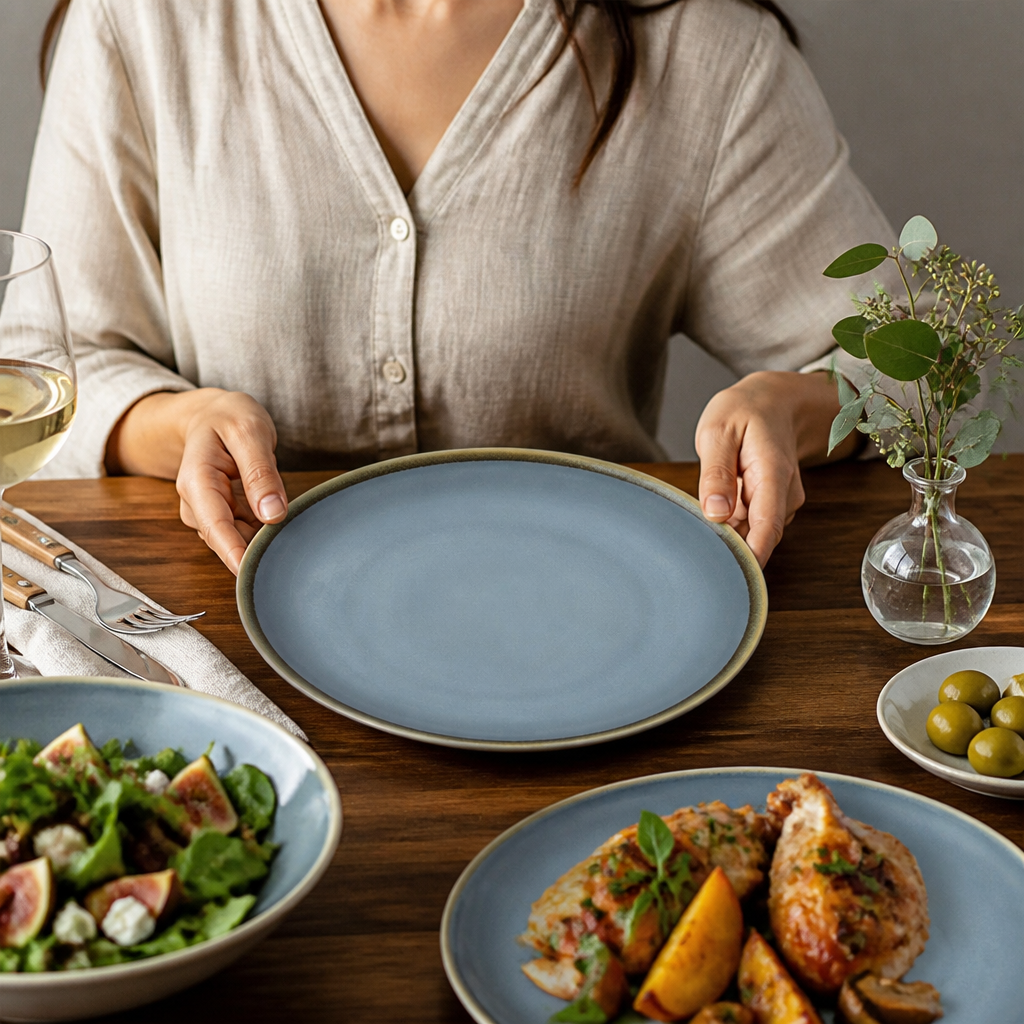 Ocean Blue Porcelain Coupe Plates 230mm for Modern Dining