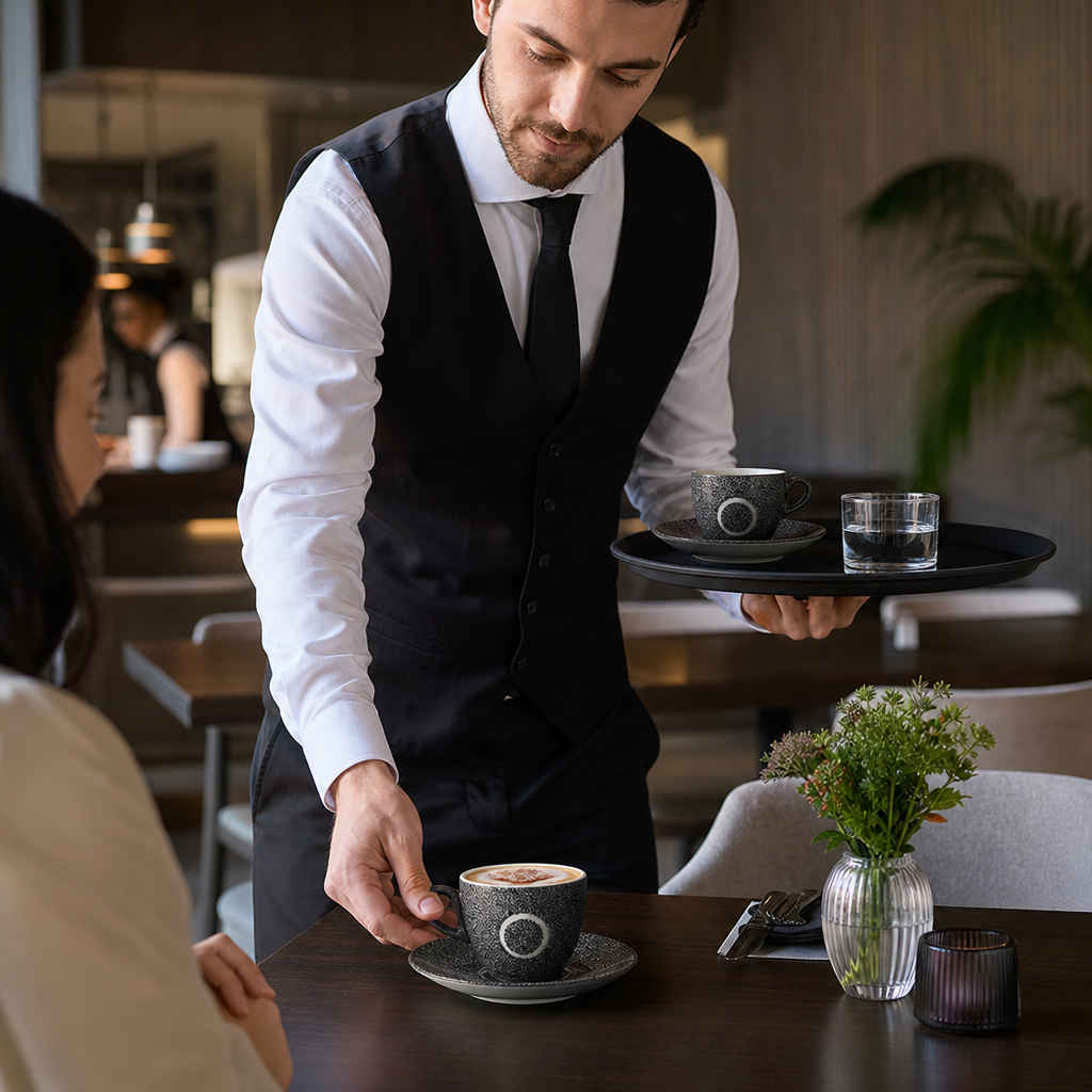 Espresso Saucers 115mm Black Vitrified Ceramic for Catering & Hospitality (Pack of 12)