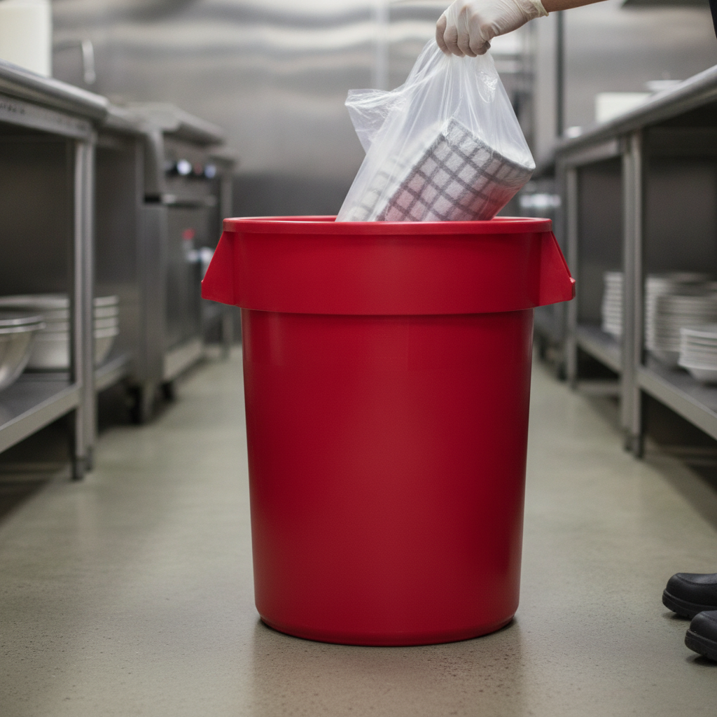 Plastic Red Waste Container 121L for Commercial Use