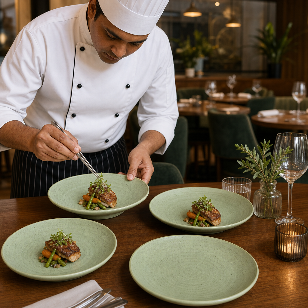 Coupe Plates 260mm Green Vitrified Ceramic for Dining Tables (Pack of 12)