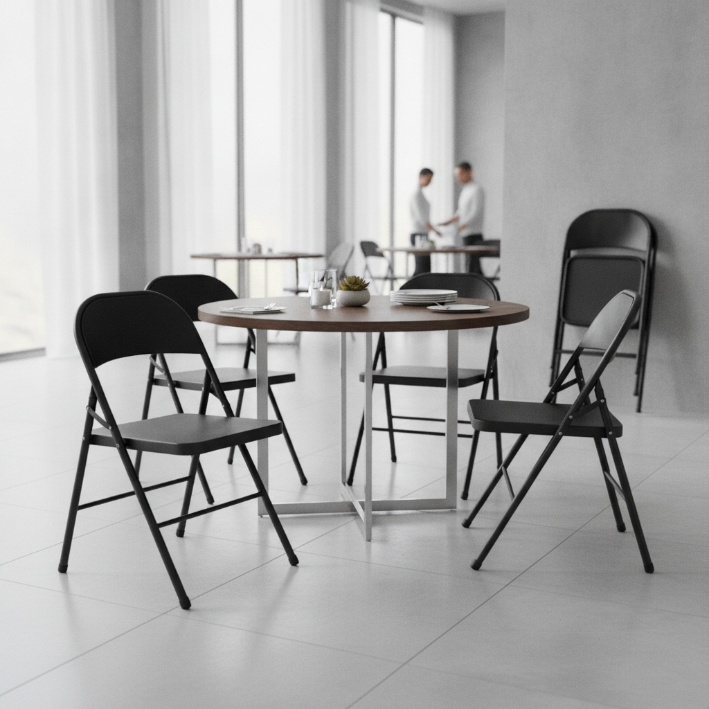 Steel Folding Metal Chairs for Events & Dining (Pack of 4)