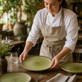 Rustic Coupe Plates Green Porcelain for Farm-to-Table Dining (Pack of 12)