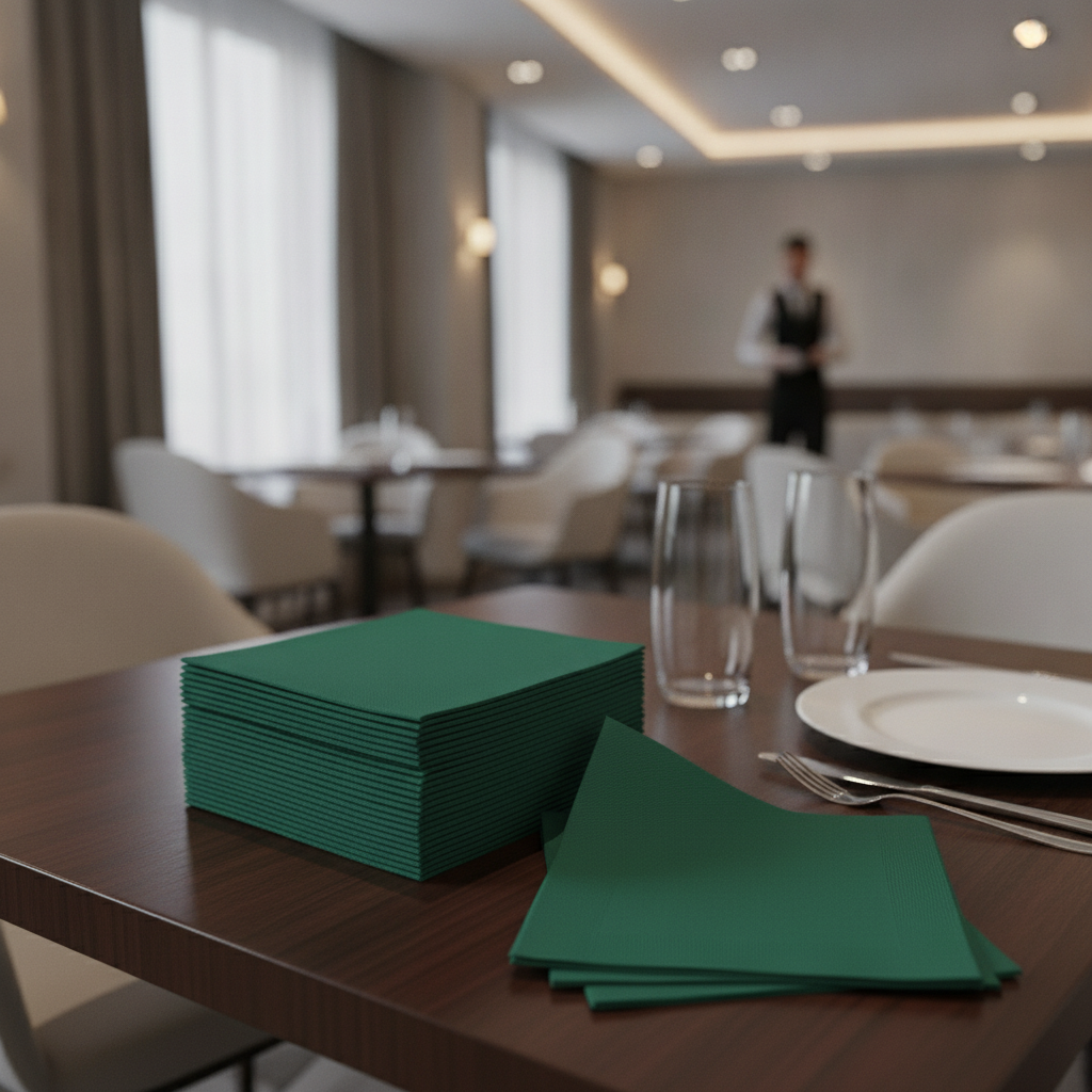 Paper Dark Green Dinner Napkins 40x40cm for Restaurants (Pack of 500)
