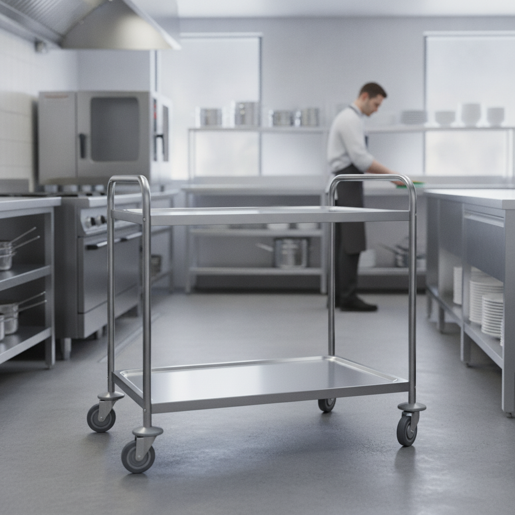 Stainless Steel 2 Tier Clearing Trolley 128kg for Efficient Service