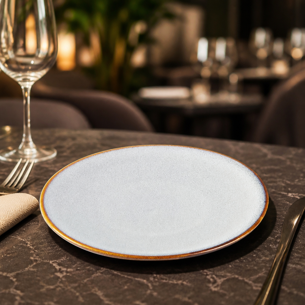 Pale Coupe Plates 180mm Grey Porcelain for Dining Experiences (Pack of 6)