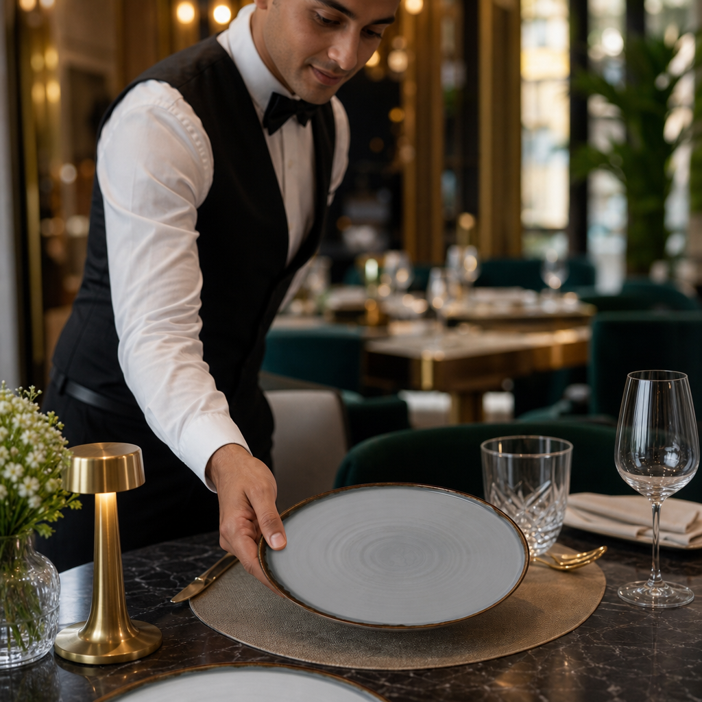 Walled Plates 260mm Grey Vitrified Porcelain for Stylish Dining (Pack of 6)