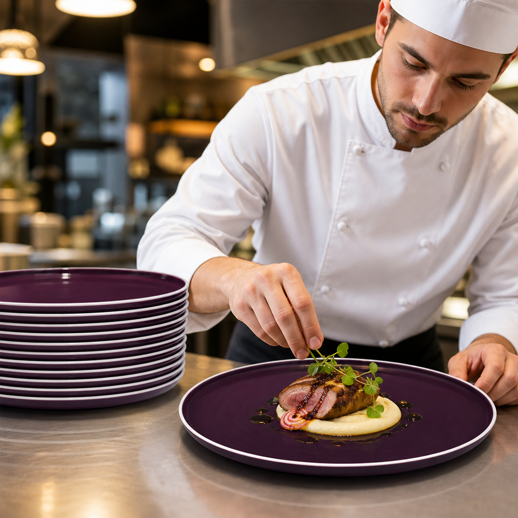 Alumina Stack Plates 255mm Vitrified Ceramic for Hospitality (Pack of 12)