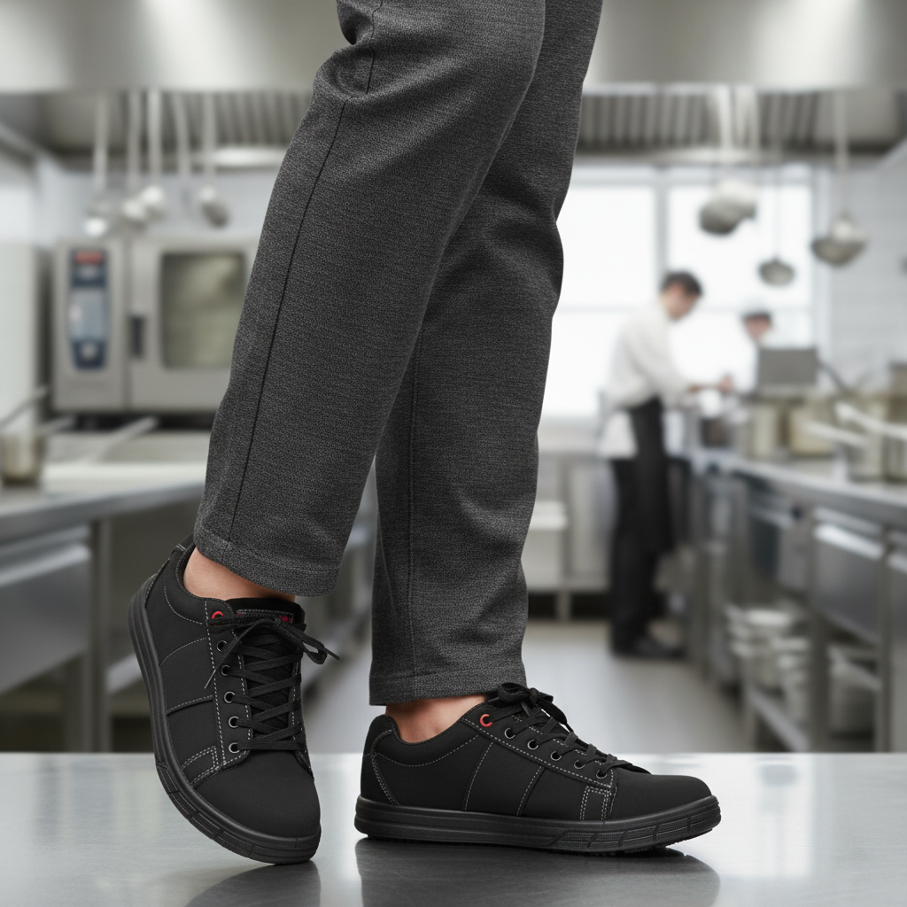 Nubuck Leather Safety Trainers Black for Busy Staff