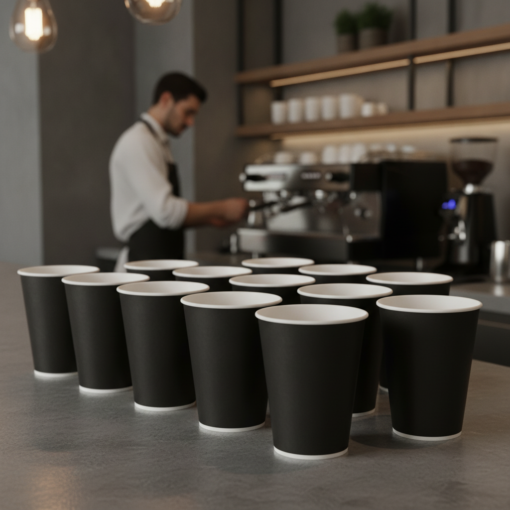 Cardboard Black Coffee Cups 340ml for Takeaway Services (Pack of 1000)