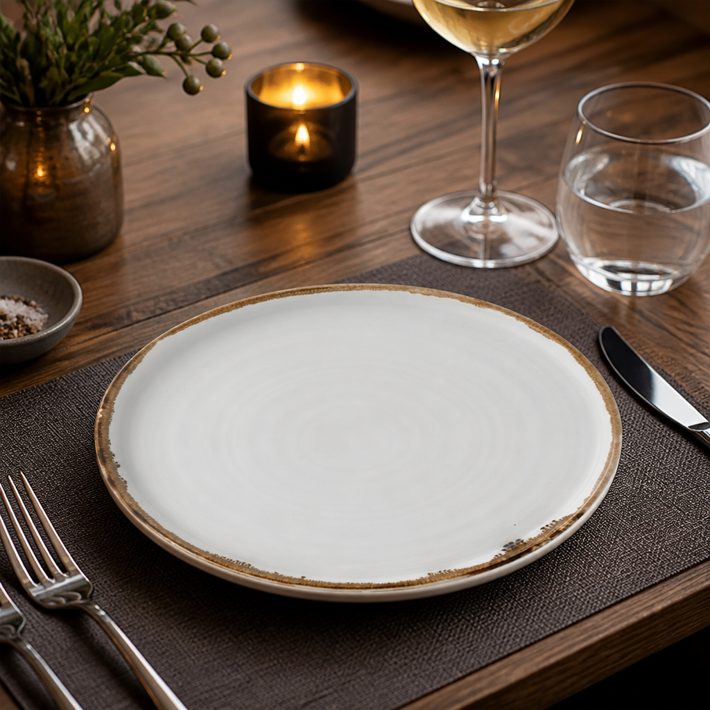Walled Plates 210mm Natural Porcelain for Modern Dining (Pack of 6)