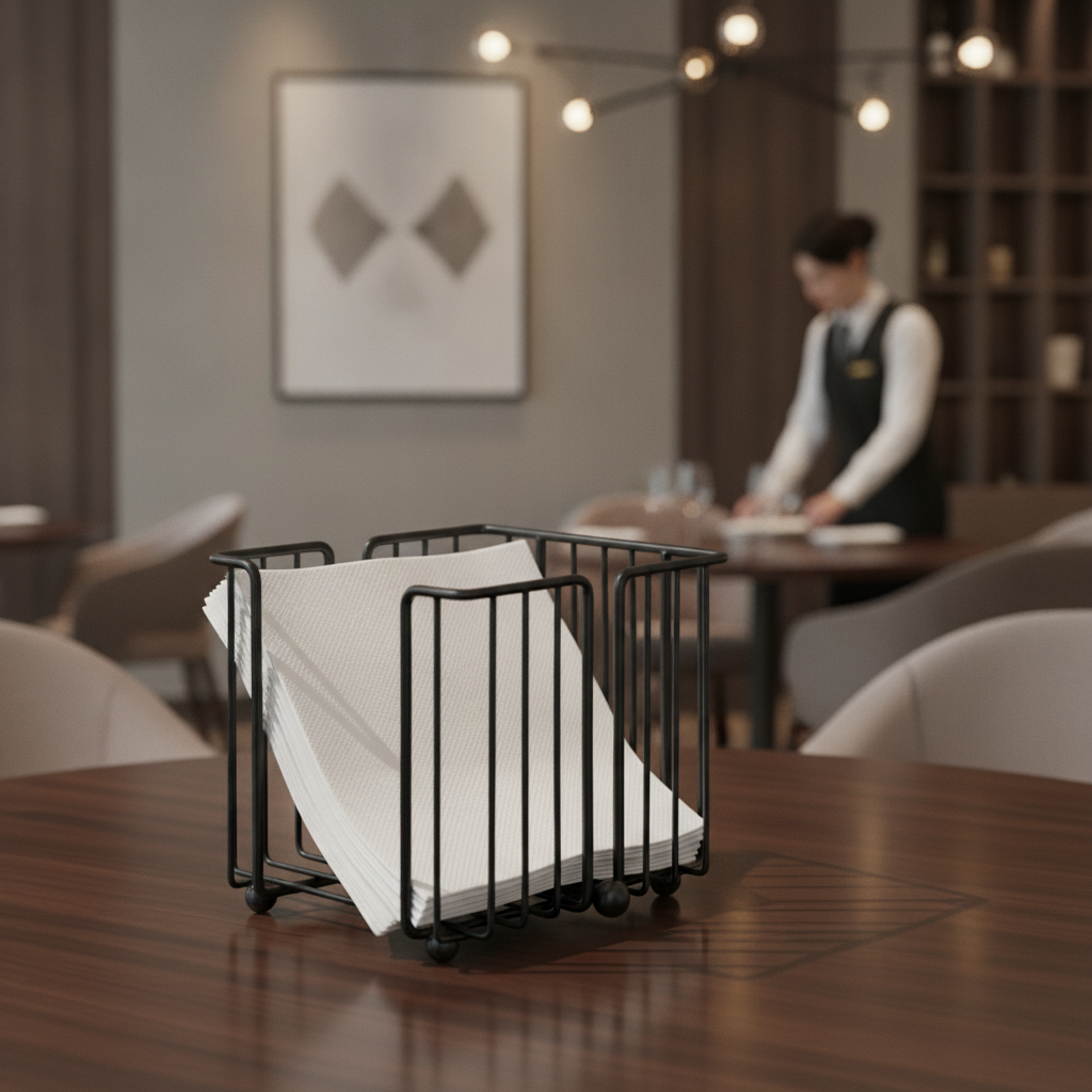 Metal Napkin Holder Black 190x180mm for Stylish Dining Spaces