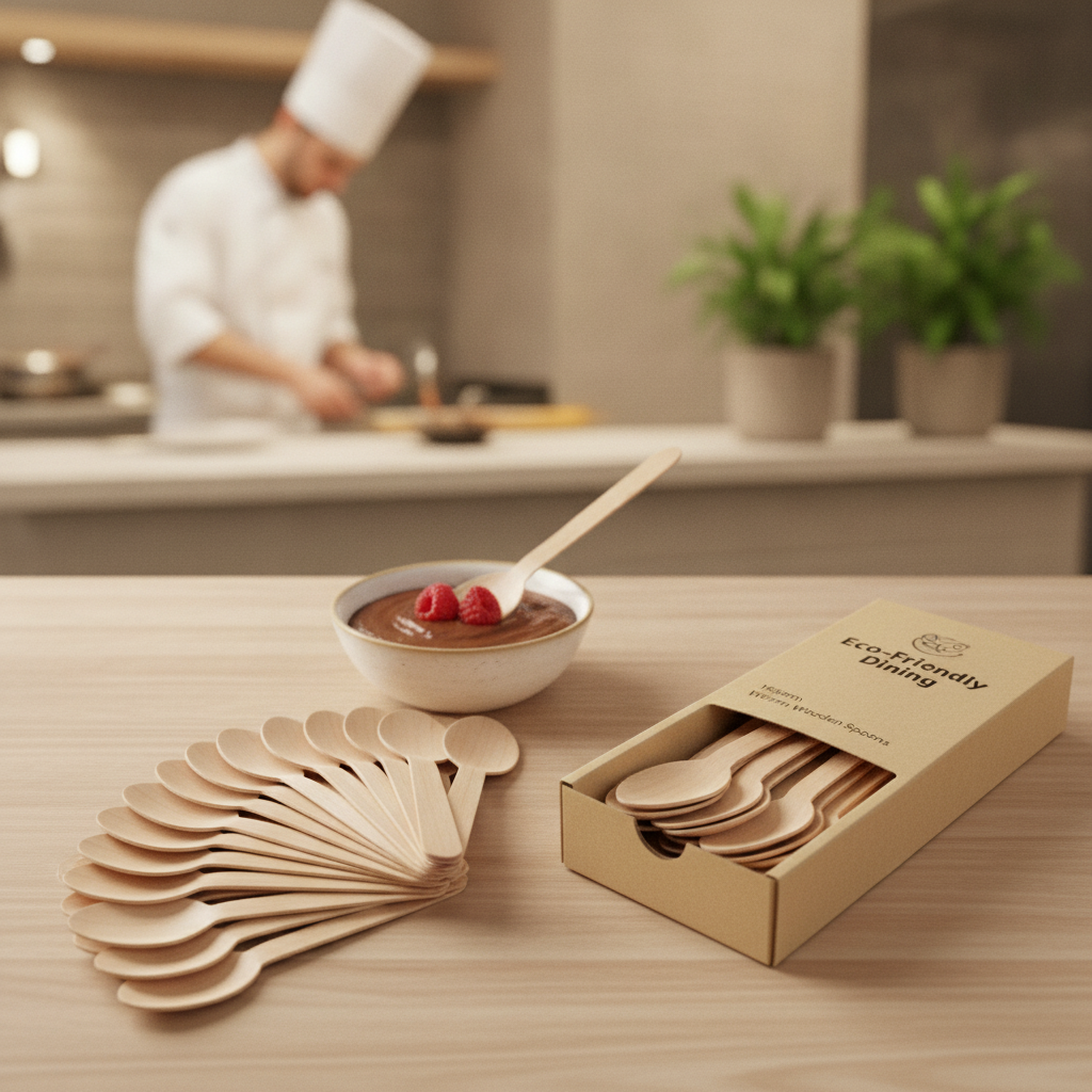 Wooden Dessert Spoons 166mm for Eco-Friendly Dining (Pack of 100)