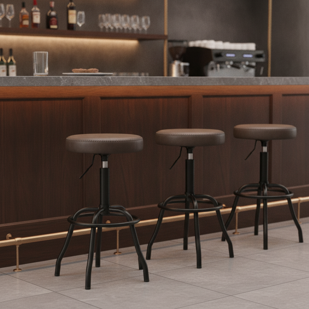 PU Leather Mocha High Bar Stool 795mm for Indoor Use