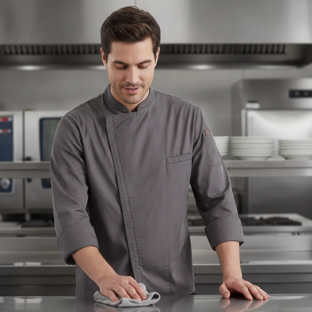 Polycotton Chef Jacket in Grey for Hot Kitchens (Sizes XS-4XL)