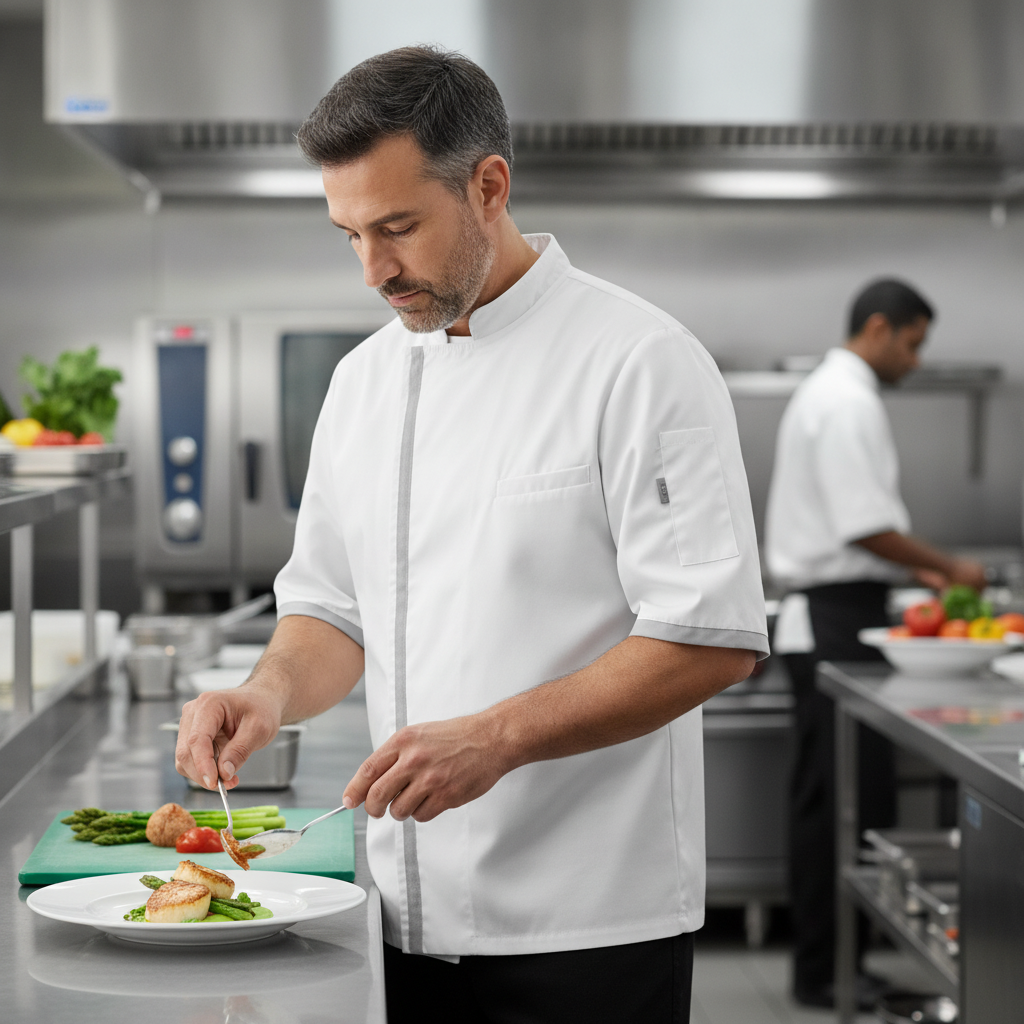 Polycotton White Chef Jacket for Professional Kitchens