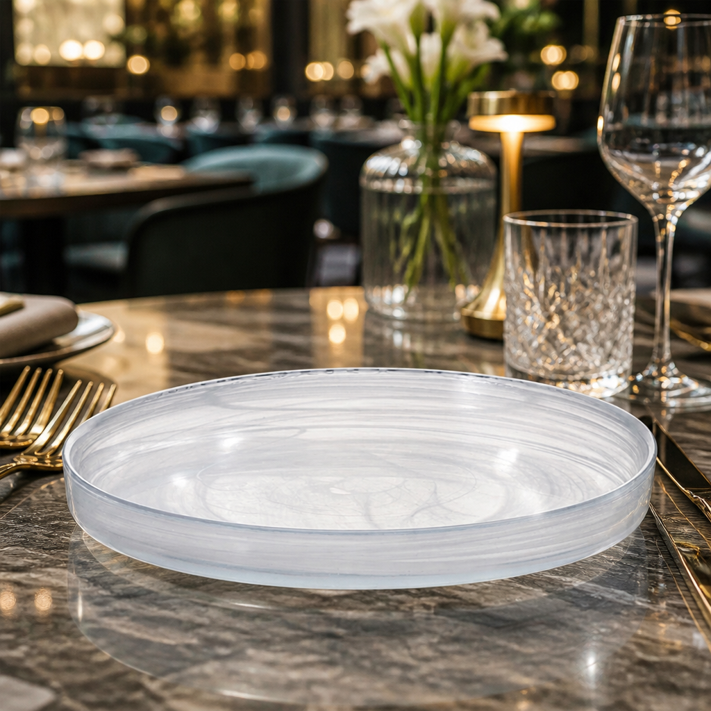Handmade Plates Alabaster Finish Glass for Elegant Dining (Pack of 6)