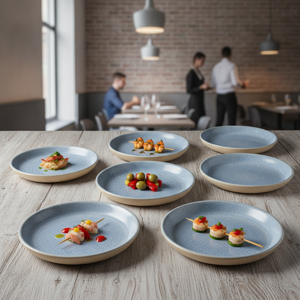 Vitrified Stoneware Blue Tapas Dishes 159mm for Dining Tables (Pack of 6)