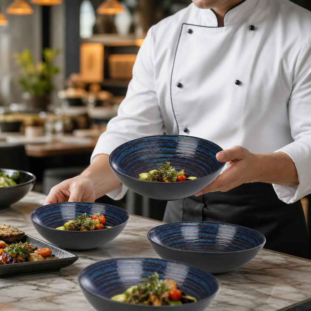 Deep Bowl Dark Interior 300ml Blue Melamine for Buffets