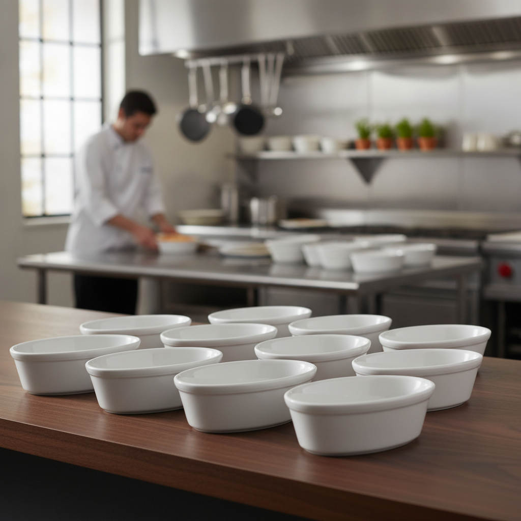 Porcelain Oval Pie Dishes 450ml for Catering (Pack of 12)