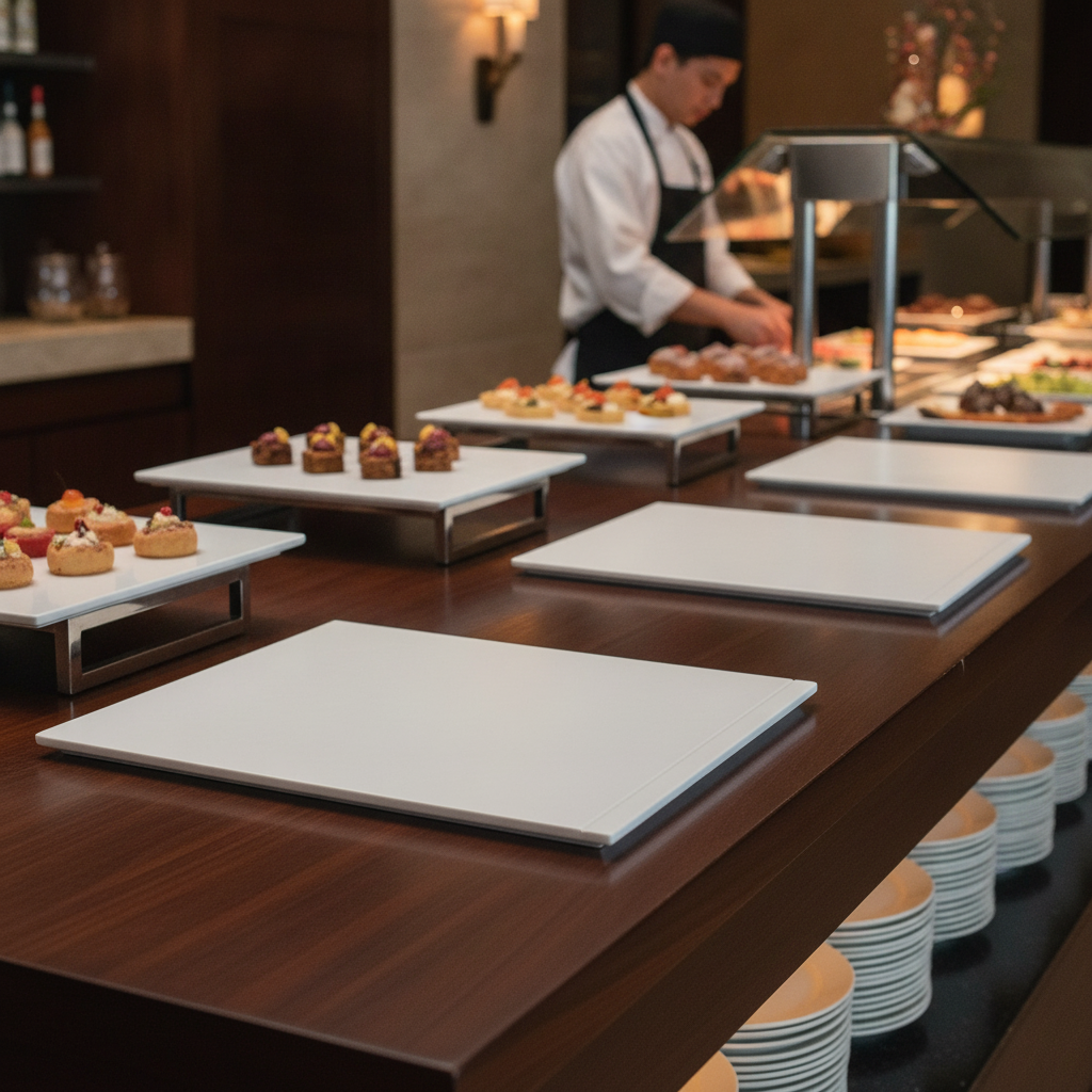 White Melamine Platter GN 1/2 for Buffet Service